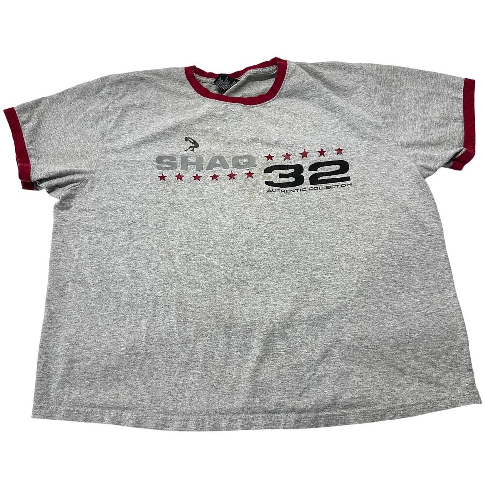 Shaquille O'Neal Shaq 32 Tee Shirt Mens XL Authentic Collection Gray STAIN